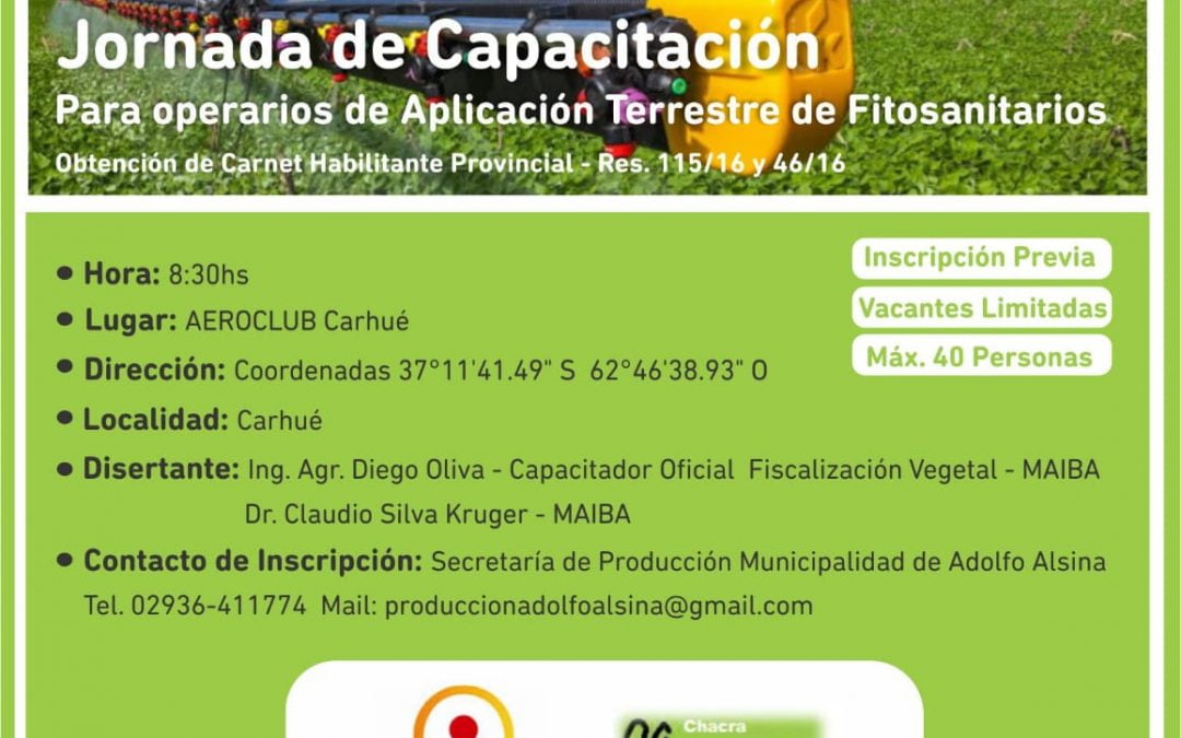 Brindarán capacitación aplicación terrestre de Fitosanitarios