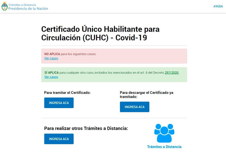 Los permisos de circulación se tramitan únicamente a través de www.argentina.gob.ar/circular