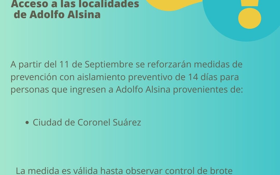 Quienes ingresen de la ciudad de Coronel Suárez deben cumplir con 14 días de aislamiento